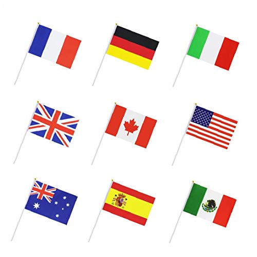 50 Países Internacionales De La Bandera Mundial Palo, De Mano Pequeñas Banderas Mini Nacional Del Banderín De Banderas En El Palillo, Decoración De Fiesta Para Los Desfiles, Eventos Deportivos,