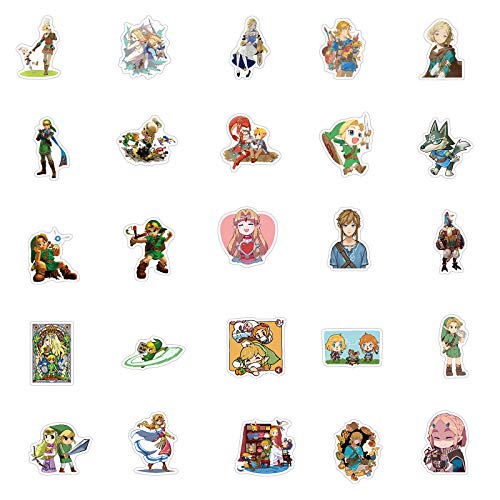50 pegatinas de los juegos The Legend of Zelda, para portátil, teléfono, guitarra, monopatín, coche, moto, bicicleta, vinilo, resistentes al agua, Anime Zelda, para adolescentes, niños y adultos