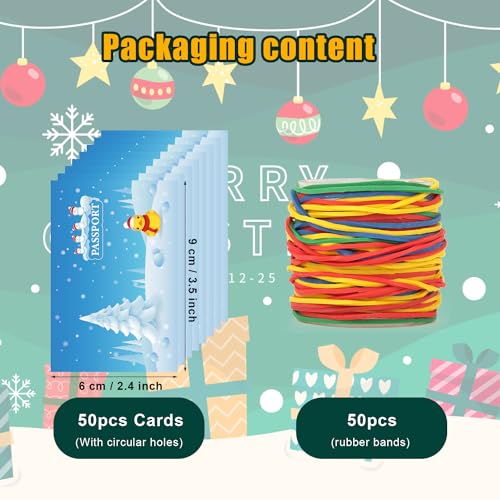 50uds Kits de Etiquetas de Pato, Etiquetas de Patos de Goma de Crucero de 9x6cm con 50 Bandas de Goma Etiquetas de Pato para Fiestas de Navidad de Invierno Regalos de Cumpleaños Accesorios