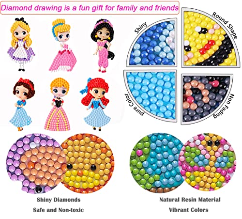 5D Kit de Pintura Diamond Painting para Niños, Dibujos Animados Unicornios Animales pintura de diamantes Stickers Kit, Mosaicos Dibujo de Diamantes Pegatinas para Niños y Adultos Principiantes