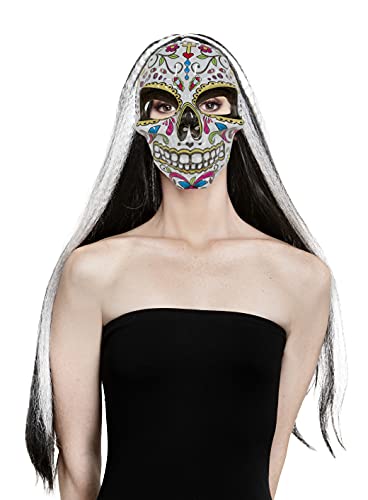6 Máscara de Calavera Mexicana, Mascara Dia De Los Muertos Mujer, Máscara catrina flores mujer, Accesorios para Halloween Decoración, Color al azar