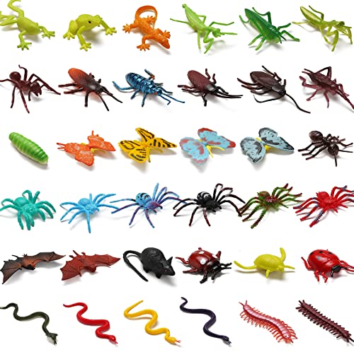 73 Figuras de Insectos Juguete, Bichos Realistas de Plástico No Tóxico de Color Variado para Niños Pequeños, Juguetes Educativos Regalo para Fiesta Temática Halloween Cumpleaños