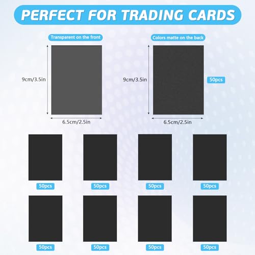9 x 50 Mat Card Sleeves, 450 Fundas para Tarjetas, 66 x 91 mm, parte Trasera mate Esmerilada, Fundas para tarjetas coleccionables como Magic, MTG (Negro)