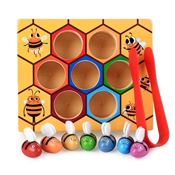 Abejas juego de color Ordenar habilidades motoras madera naturaleza regalo juguetes colores aprendizaje niños niñas juego educativo