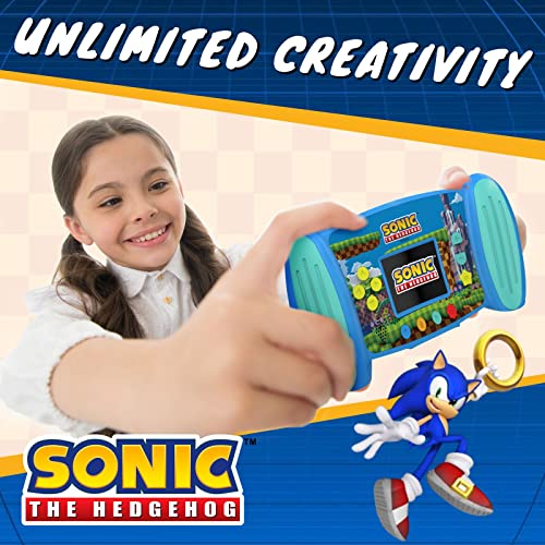 Accutime SNCC3009 Sonic - Cámara interactiva para niños (foto de 5 MP, resolución de vídeo de 1080p, zoom de 4x, 5 filtros divertidos y efecto especial, 4 juegos geniales, pantalla 2 en 1, con tarjeta