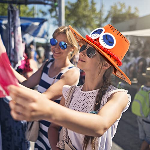 Ace Hat de cosplay de fieltro de Cartoon gorra de viaje Western Hat al aire libre Sun Protect Sombrero de vaquero del salvaje oeste con ala ancha accesorio para disfraz