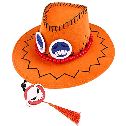 Ace Hat de cosplay de fieltro de Cartoon gorra de viaje Western Hat al aire libre Sun Protect Sombrero de vaquero del salvaje oeste con ala ancha accesorio para disfraz