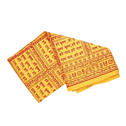 Aditri Creation Chal Puja amarillo de liebre para hombres/mujeres, tela de algodón Dupatta para Puja/chal religioso Puja (tamaño: 60 x 48 pulgadas)