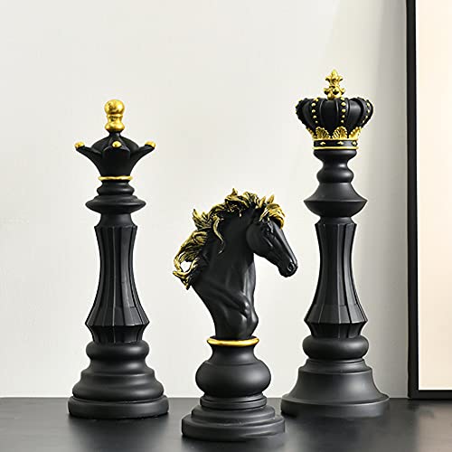 Adorno de pieza de ajedrez, figura de resina de rey de oficina, adorno de pieza de ajedrez, pieza de ajedrez de rey, colección de decoración de biblioteca de escritorio para amantes del ajedrez
