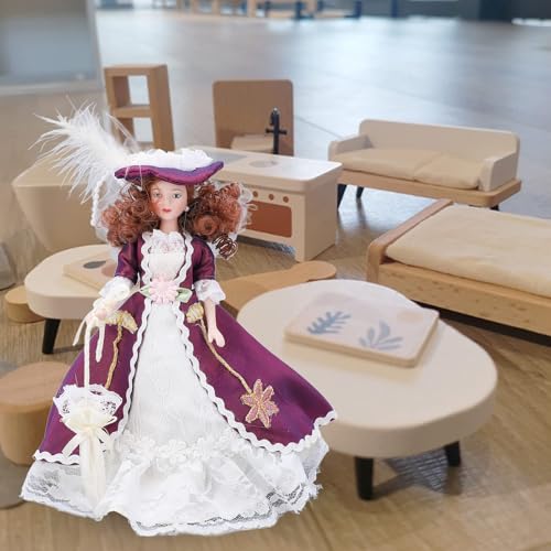 Agatige Gente de Porcelana en Miniatura, muñeca de cerámica de Estilo Victoriano para decoración de casa de muñecas 1/12