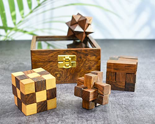 Ajuny Juego de rompecabezas de madera de 4 en uno, rompecabezas 3D para adolescentes y adultos, regalos
