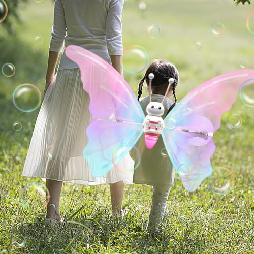 Alas de Burbujas eléctricas Brillantes, alas iluminadas, diseño de Burbujas de Disfraz de Mariposa para niñas, alas de Hadas eléctricas para niñas, alas de Mariposa en Movimiento iluminadas