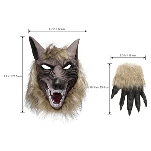 Alipis Wolf and Claw Disfraz de Hombres Lobo de Hallowol Cosplay Y Guantes Masquerada Vestida de Accesorios Favores de Fiesta de Halloween para Niños Adultos