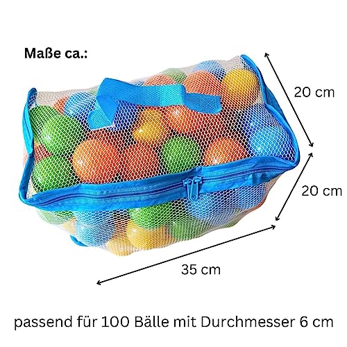 alldoro 60382 100 Bolas de plástico para Piscina de Bolas de 6 cm de diámetro, Coloridas para niños pequeños, Incluye Bolsa de Transporte de Malla
