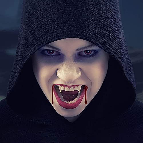Anguxer Dientes de Vampiro, 5 PCS Dientes Vampiro + 2 PCS Orejas Elfo, para Accesorios de Fiesta de Vampiros/Elfos, Accesorios de Fiesta de Halloween