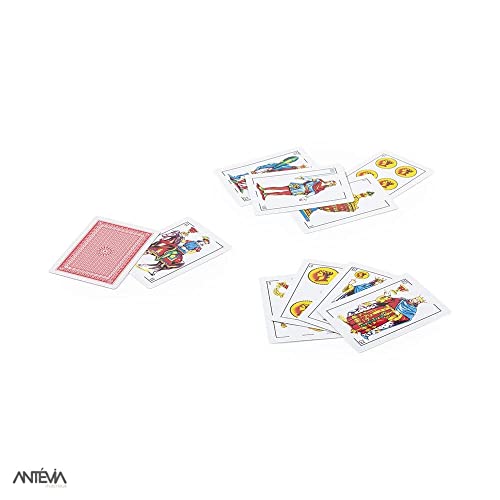 ANTEVIA - Juegos de cartas españoles con 50 cartas plastificadas y caja de almacenamiento | Más de 10 modelos | Adulto Poker Tarot Rami Belotte Impermeable (Tute)