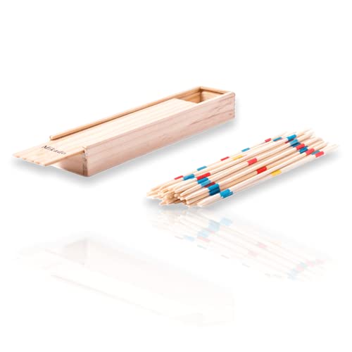 ANTEVIA - Juegos Mikado + Caja de almacenamiento de madera | 41 palillos | Más de 10 modelos | Juego de mesa (Mikado)