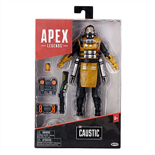 Apex Legends – Figura Coleccionable Caustic de 15 cm – El Juguete Tiene más de 25 Puntos de Articulación y 1 Soporte para Armas – Incluye Preciosos y Detallados Accesorios