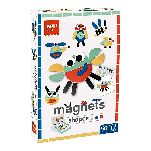 APLI Kids 19441 - Juego magnético de formas geométricas- Tablero con 50 piezas magnéticas - Juego educativo infantil recomendado para niños a partir de 3 años