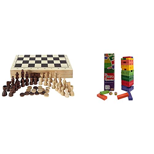 Aquamarine Games CP1070 - Ajedrez, Damas y Backgammon en Estuche + La Torre de Colores, Miscelanea, 2 Jugadores (Compudid CP006)