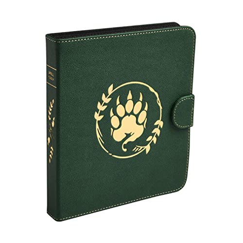Arcane Tinmen Dragon Shield: Códice de hechizos para juego de roles: verde bosque, compatible con cartas de hechizos oficiales DND, marcador de borrado en seco y rastreador de tragamonedas compatible
