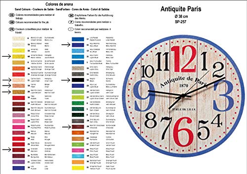Arenart | 1 Reloj Antiquite Paris Ø38 cm| para Pintar con Arenas de Colores | Manualidades para Adultos y Jóvenes | Dibujo Fácil | Pintar por números | +9 años