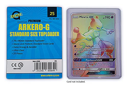 Arkero-G® 25 fundas estándar Toploader para tarjetas coleccionables estándar, por ejemplo, Pokemon, MTG Magic, Dragonball, Trading Card Game Games