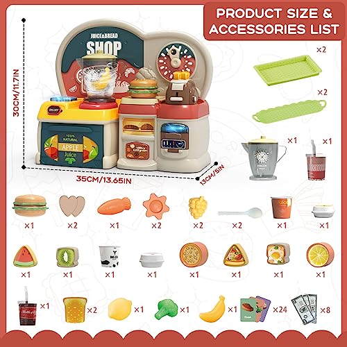 Arkyomi 3 in1 Juego de Cocina para niños, Incluye Jugo y hamburguesa y máquina de pan Utensilios Cocina Juguete Juego de Roles de Cocina,Apto Para Niños Mayores de 3 Años