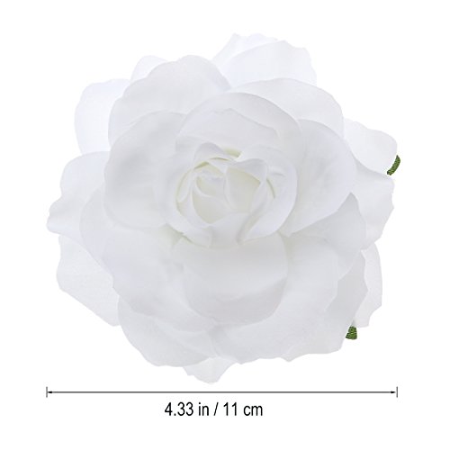 Artificial grandes Rose Flores pelo Aguja horquillas Flores Broche Para mujeres party (Color Blanco)