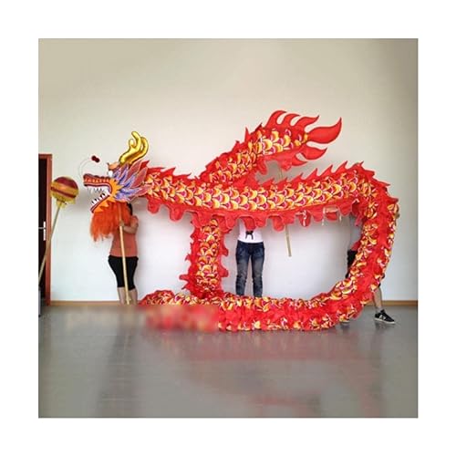 ARTREP Tamaño de la Danza del dragón de Seda de 5,5 m para 6 Jugadores, Fiesta de actuación de Año Nuevo Chino, Desfile de Halloween, Escenario folclórico, Danza del dragón Chino