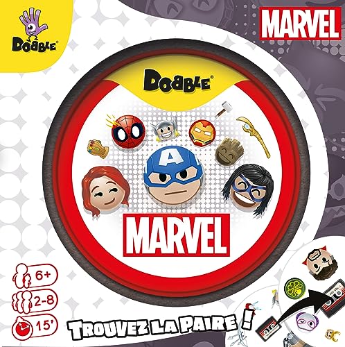 Asmodee – Dobble: Marvel Emoji Oficial – Juegos de Mesa – Juego de Velocidad y observación – Juegos de Cartas Familiares – Juegos Infantiles a Partir de 6 años – 2 a 8 Jugadores – Versión Francesa
