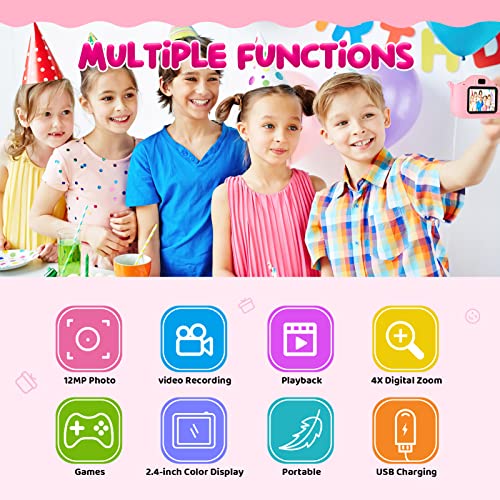 ASTGMI Juguetes de cámara para niños para niños y niñas, 1080P HD Camara Fotos Infantil, cámara Fotos niños, cumpleaños de para niños de 3 4 5 6 7 8 9 10 años, con Tarjeta SD de 32 GB (Rosa)