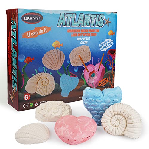 Atlantis Ocean Dig - Kit de excavación de fósiles, kit de descubrimiento de fósiles, kit de excavación de juguetes educativos, kit de ciencia STEM para niños y niñas