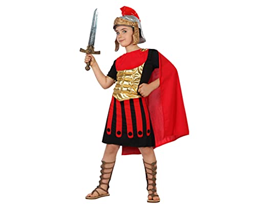 Atosa Disfraz Gladiador Niño Infantil Centurión, Amante de las Batallas de Gladiadores Antigua Roma, Formado por Túnica y Capa Faldilla Color Rojo Elementos Decorativos, 10 a 12 años