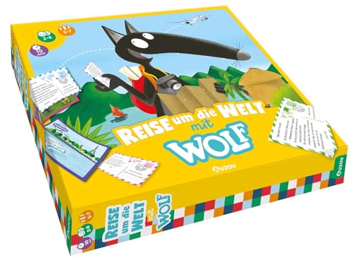 Auzou Viaje por el mundo con lobo, juego para niños a partir de 5 años