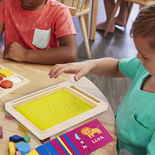 A/V Montessori Sandkasten,Babyspielzeug Montessori Language Toys Sandbox | Juega arena y madera Juguetes madera para niños, Montessori Juguetes sensoriales táctiles