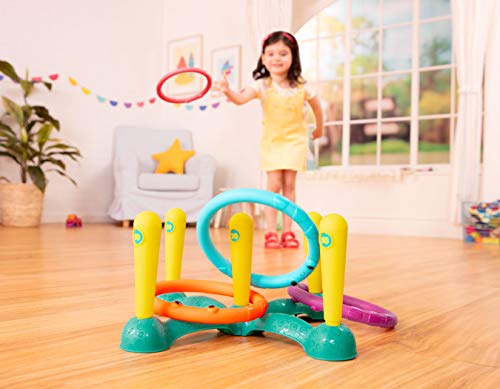 B. toys – Juego para lanzar Aros – Interior y Exterior – Juegos para niños – 5 Pïnzas y 5 Anillos de Colores – 3 años + – Sling-A-Ring Toss