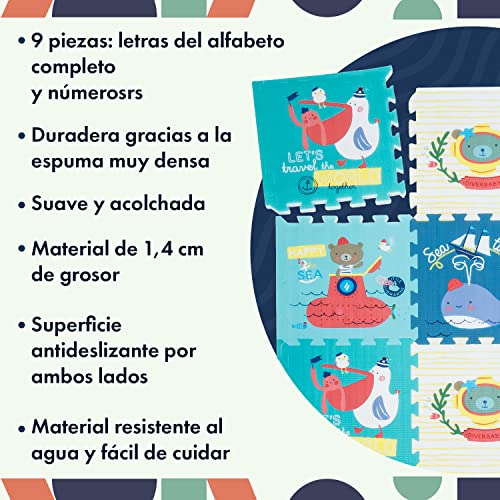 Babify Alfombra Puzzle para bebés Toy Planet - Espesor 1.4 cm, Antideslizante, Extragrande, Reversible, Impermeable, portátil, de Doble Cara, para niños pequeños y bebés (165x165x1.4cm)