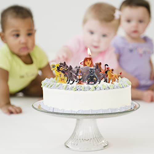 Babioms 12Pcs El Rey León Cake Topper, Lion Mini Juego, Mini Lion Cake Decoration, Pastel Decoración Suministros, Decoración Tartas Infantiles, Regalo de Cumpleaños para Niños