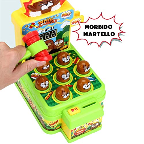 BAKAJI- Atrapar Golpear el Topo de Juguete para niños con Pantalla, Color Verde (8054143022025)
