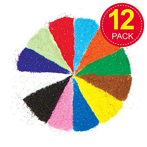 Baker Ross AG638 Bolsas de Arena Brillante en 12 Colores (Paquete de 12 Bolsas) Para decorar manualidades
