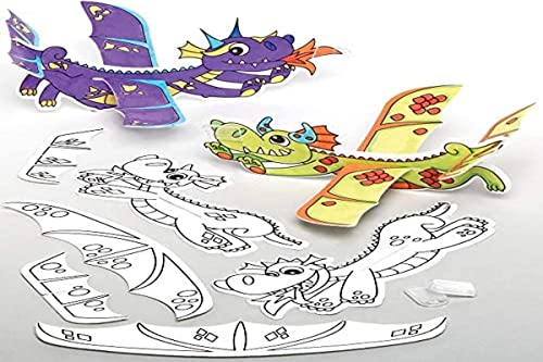 Baker Ross Dragón Planeadores para Colorear AX108 (paquete de 10) para proyectos de arte y manualidades para niños, surtidos