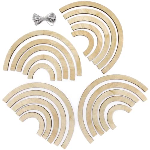 Baker Ross FE125 Kits de decoración Espiral de Madera Arcoíris - Paquete de 4, manualidades de madera para que los niños diseñen, pinten y decoren, hagan su propio adorno para manualidades