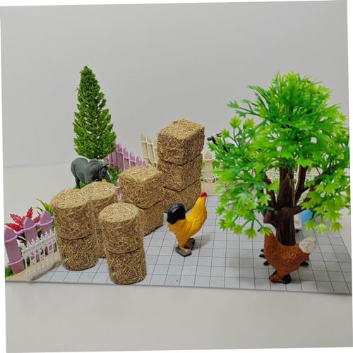Balas de heno en miniatura, 8 unidades, simulación de madera, heno falso decorativo para manualidades, mini fardos de heno de imitación para casa de muñecas, juguete de granja, pacas de heno para