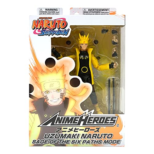 BANDAI - Anime Heroes - Naruto Shippuden - Figura Naruto Uzumaki en Modo Ermitaño Rikudo (Sage of Six Paths Mode) 17 cm - 36908 & Anime Heroes - Naruto Shippuden - Figura Sakura Haruno 17 cm - 36909
