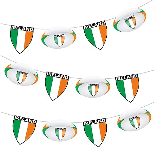 Banderines de rugby de Irlanda para decoración de fiesta, 12 unidades, 2,5 m
