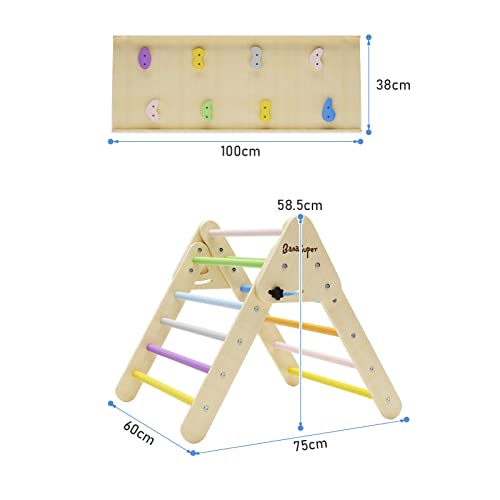 BansSuper Triángulo de Escalada Multicolor para Niños Pequeños con Juego de Rampa Columpio Interior de Madera Juguetes de Rscalada Montessori para Chicos