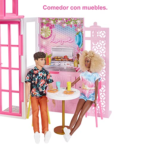 Barbie con apartamento Casa de muñecas con una figura, muebles y accesorios, regalo +3 años (Mattel HHY40)