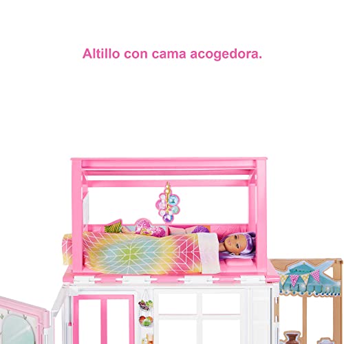 Barbie con apartamento Casa de muñecas con una figura, muebles y accesorios, regalo +3 años (Mattel HHY40)
