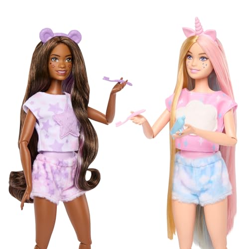 Barbie Cutie Reveal Fiesta de Pijamas, Pack de regalo con dos muñecas y muchos accesorios, +3 años (Mattel HRY15)